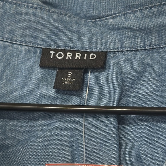 Torrid Blue Button Down Shirt - Picture 5 of 11